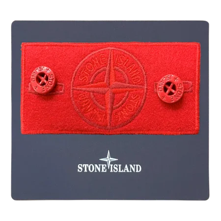 Authentic vibrant red Stone Island compass badge - bold Italian-made replacement for collectors