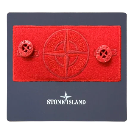 Angled view showing red badge texture