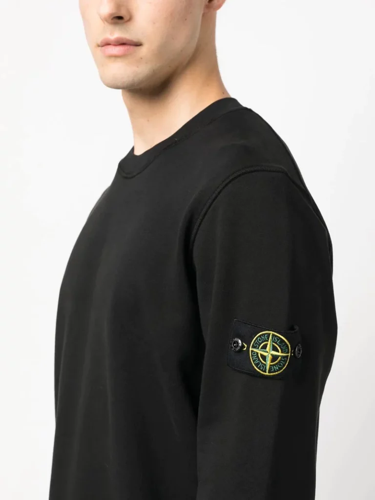 Stone Island black sweatshirt with signature sleeve badge